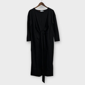 Modern Citizen Tie Front Cotton Blend Sweater Dress Black Medium NEW*